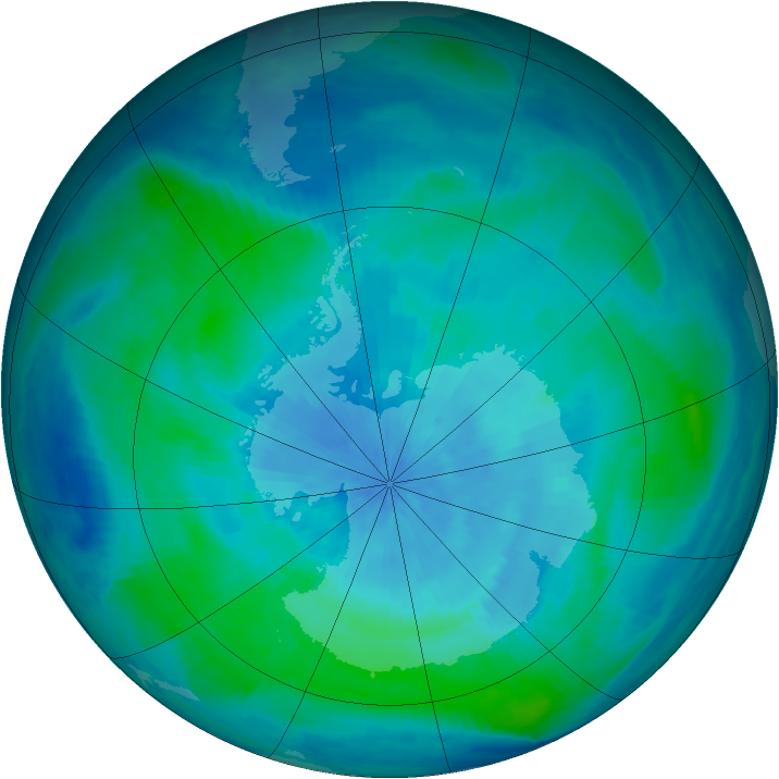 Antarctic ozone map for 08 March 2000